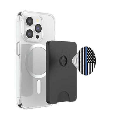 Thin Blue Line US Flag Police Officer Law Enforcement Gift PopSockets PopWallet for MagSafe - style: Magnetic PopWallet