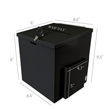 FixtureDisplays® 8X8X9.5" Black Metal Donation Box Collection Tithes Offer Drop Ballot Sharp Edge 10918NEW-BLACK-RIVET-S-SPECIAL-2D