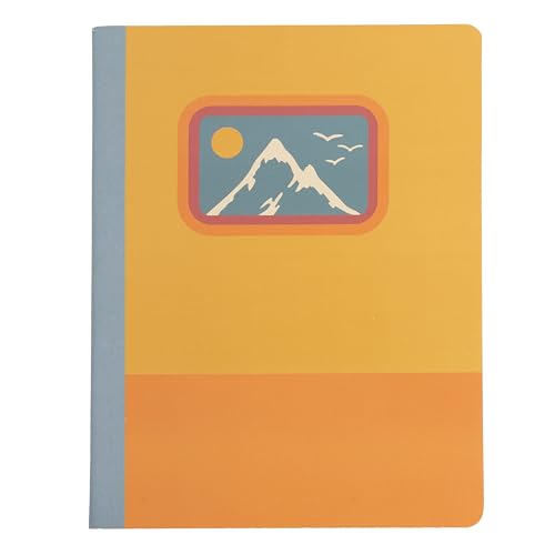 Pearhead Retro Mountain Composition Notebook — College-Ruled, 160 Pages, 7.5" x 9.75", Smooth 80 GSM Paper, Vintage Outdoor Illustration Journal for School, Hiking, Office & Everyday Writing - color: Orange Mountain Composition Notebook