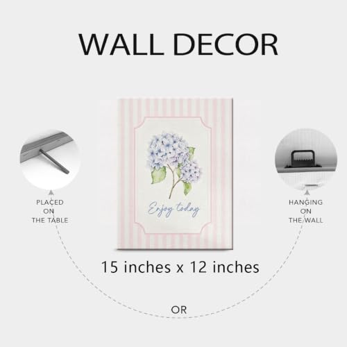 BEASTZHENG Enjoy Today Purple Hydrangea Canvas Wall Art Farmhouse Decor - color: Enjoy today