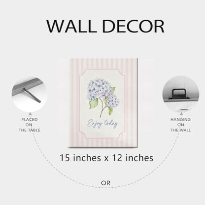 BEASTZHENG Enjoy Today Purple Hydrangea Canvas Wall Art Farmhouse Decor - color: Enjoy today