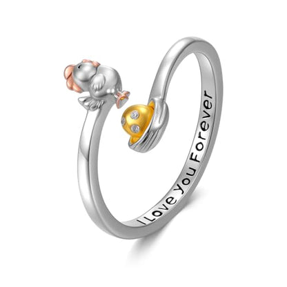 Dorunmo Adjustable Open Rings 925 Sterling Silver Cute Animal Rings for Women Vintage Jewelry Gifts - style: Chicken