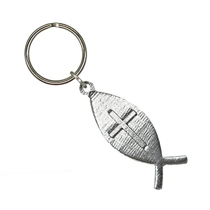 Jesus Fish, John 3:16 Keychain, Ichthus, A1026KC, 2 3/4”, Pewter, 100% Handmade in the USA, Christian, Catholic, Metal, Ichthus Keychain, Key Chain, Key Ring, Key Fob, Gift, 100 Keychain designs