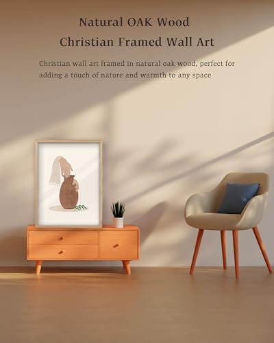 KensTro 12x16 Oak Framed Potter and Clay Christian Wall Art - color: Boho Clay and Potter-Framed, size: 16"L x 12"W