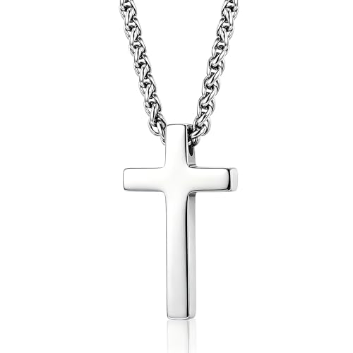Cross Necklace for Men 316L Stainless Steel Pendant - color: B+silver