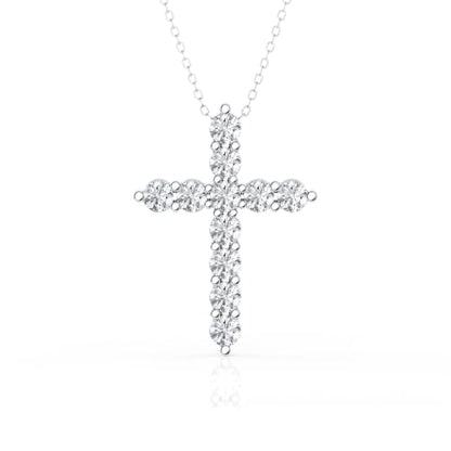 Belacqua 1/2-2 Carat Round Lab Grown Diamond Cross Pendant Necklace in Sterling Silver, 18 Inches Cable Chain, G-H Color, SI2-I1 Clarity, Fine Jewelry for Women, Gift Box Included - size: 2.00 Cttw