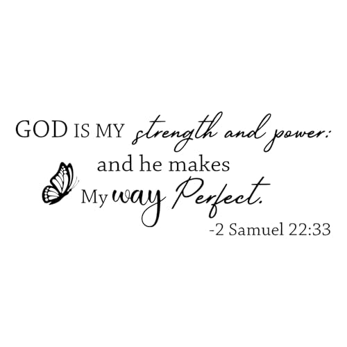 Vancetyno God is My Strength and Power and He Makes My Way Perfect Vinyl Wall Decal Bible Scripture Inspirational Quotes Religious Home Décor