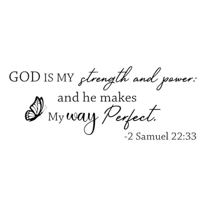 Vancetyno God is My Strength and Power and He Makes My Way Perfect Vinyl Wall Decal Bible Scripture Inspirational Quotes Religious Home Décor