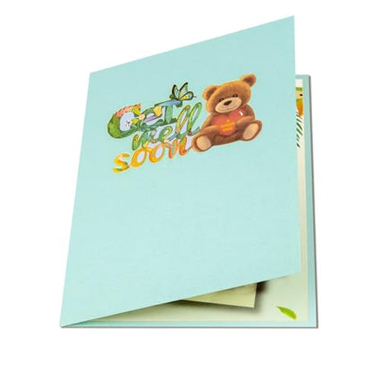 Get Well Pop Up Card, Bear Get Well Soon Card, - color: Bear