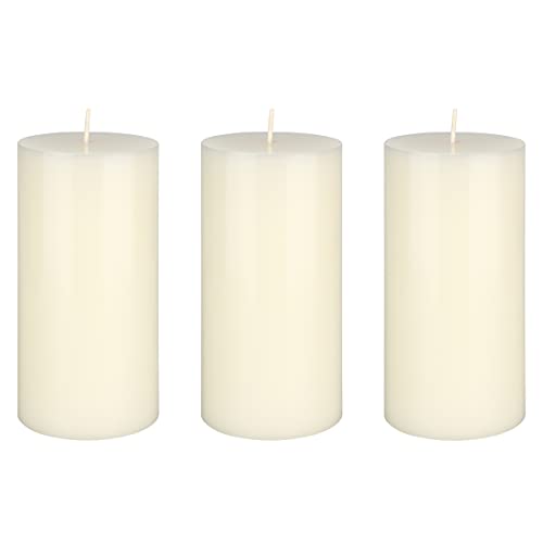 Mega Candles 3 pcs Unscented Solid Ivory Pillar Candles, Hand Poured Premium Wax Candle 3 Inch x 6 Inch, Home Décor, Spas, Weddings, Occasions, Party, Centerpieces, Holidays, Vigils, Prayers - color: Ivory, size: 3 Pieces