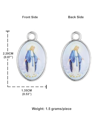 COTTVOTT Saint Therese of Lisieux/Saint Mother Teresa of Calcutta/Divine Mercy Jesus/Mater Dolorosa Patron Saint Medal Charm Pendant for DIY Rosary Necklace Bracelet Jewelry Making Part - color: 30pcs-Enamel Our Lady of Grace