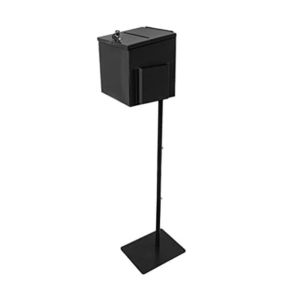 FixtureDisplays® Black Metal Donation Box Floor Stand Lobby Foyer Tithes & Offering Suggestion Collection Ballot Box 11065+10918-BLACK