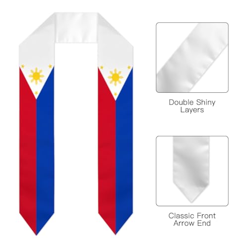 Flag Graduation Stoles for Men and Women, Graduation Shawl Sash for International Graduation's Day - color: Philippines Flag Stole