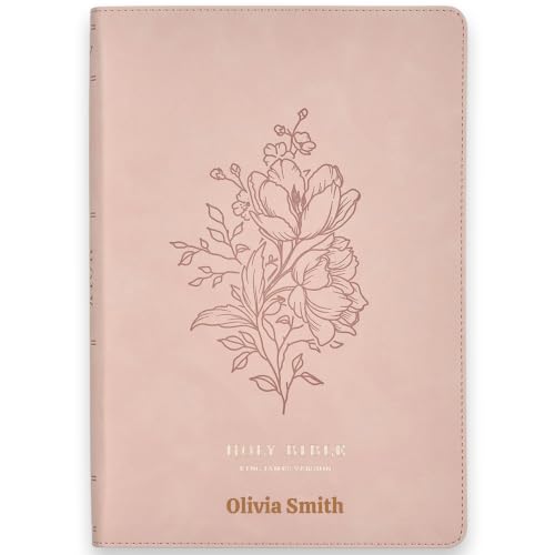 Personalized KJV Large Print Bible for Adult, Name Engraved, Standard Size - color: Light Pink