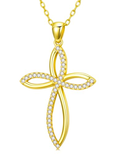 KQ&TTENG 14k Gold Plated Four Leaf Clover Necklace Irish Jewelry Wedding Anniversary Birthday Gifts for Women Wife Mom Girlfriend - color: A04