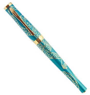 Cross Sauvage Year of The Monkey Tibetan Teal with 23KT Gold Inlays Theme and Appointments with Gel Ink Rollerball Pen (AT0315-22) - color: Teal, style: Rollerball