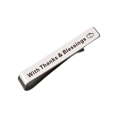 Novelty Mens Tie Clip for Wedding Graduation Gift for Him Son Grandson Birthday Christmas Gift Tie Clips for Dentist Pilot - style: with thanks and blessings