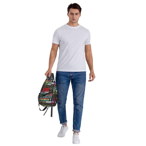 Jesus Christian Cross Sling Backpack Shoulder Chest Bag For Men Women Hiking Travel Crossbody Daypack - color: Jesus Christian Cross-0003