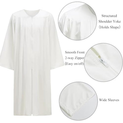Populus 6-Pack Unisex Adult Matte Choir Robes for Church, Graduation Gowns - color: White, size: Size 51