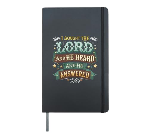 I Sought The Lord Answered Christian Faith Prayer Quote Hardcover Journal, Black