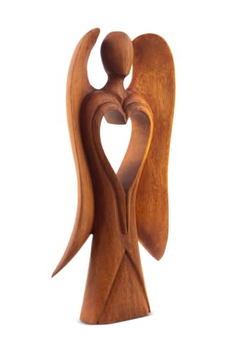 G6 Collection Wooden Handmade Abstract Statue, Guardian Angel Figurine 12" - style: Angel of Love