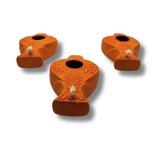Herodian Clay Oil Lamps, 3 Pack, Judaica Replica