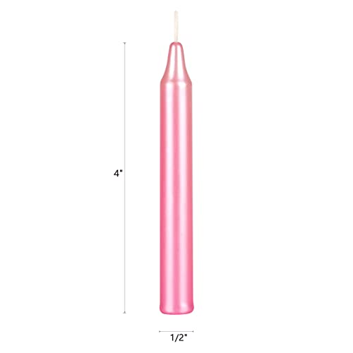 Mega Candles Unscented Mini Taper Chime Spell Candles 20 Count 4" x 1/2" - color: Metallic Pink, size: 20 Pieces