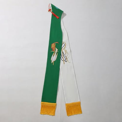 BLESSUME Priest Reversible Stole Embroidered Clergy Stole with Tassels Church Minister Pastor Wedding Shawls - color: White and Green