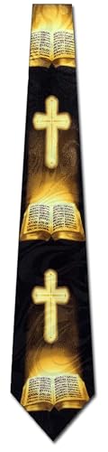 Bible Ties Mens Cross Necktie for Men Religious Tie Christian Neckties