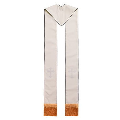 BLESSUME 1PC Clergy Mass Stole Cross Embroidered Wedding Stole - color: White/Blue