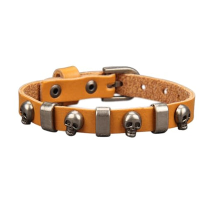 Jeilwiy Punk Rock Gothic Black Rivet Leather Spiked Necklace Collar Neckband Leather Choker Necklace for Women Mom Gifts Adjustable - color: HGB152-Orange
