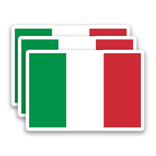 (3Pcs) Italy Flag Sticker – Italian Flag Stickers Vinyl Decal, 3" x 2'' - color: Italy
