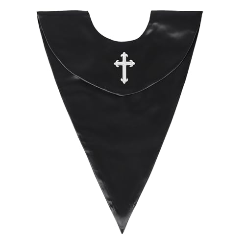 Unisex V-Shape Church Choir Stole with Cross for Adults Church - color: Black, size: White Cross
