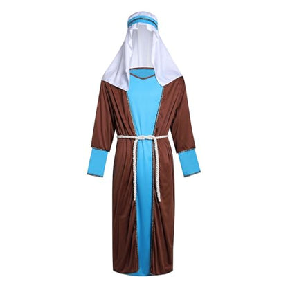 Shepherd Joseph Costume for Men Adult Jesus Nativity Tunic Robe Middle East Biblical Times Cosplay Outfit - size: X-Large