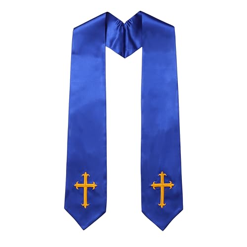 Clergy Stole & Choir Stole with Embroidered 60/72" - color: Royal Blue, size: 60 inch