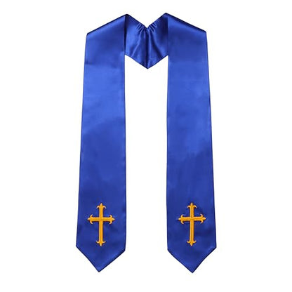Clergy Stole & Choir Stole with Embroidered 60/72" - color: Royal Blue, size: 60 inch