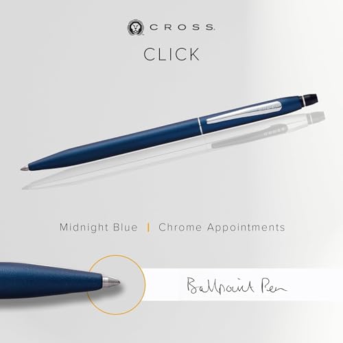 Cross Click Blue Lacquer Selectip Ballpoint Pen with Chrome Appointments - color: Blue