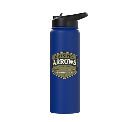 Raising Arrows Since 2026 Psalm 127:4 Faith Family Dad Stainless Steel Insulated Water Bottle - color: Royal Blue