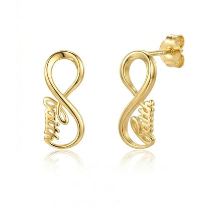 14K Gold Plated Sterling Silver Cross Drop Earrings - color: Infinity-Gold