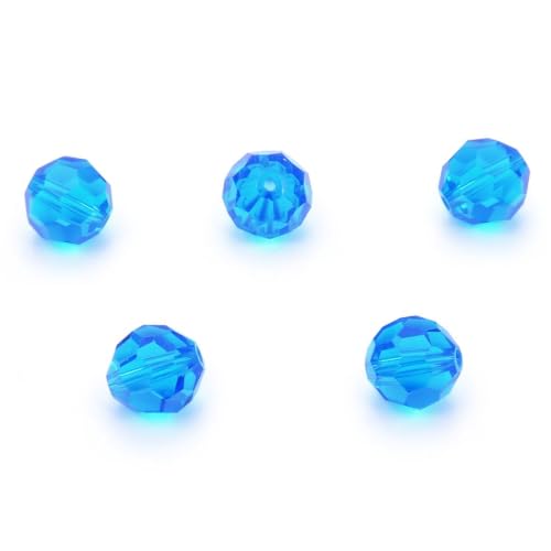 100pcs Adabele Austrian 4mm (0.16 Inch) Small Faceted Round Crystal Beads Capri Blue Compatible with Swarovski Crystals Preciosa - color: Capri Blue, size: 4mm Small (100pcs)