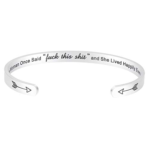 Fesciory Inspirational Bracelets for Women, Stainless Steel Cuff Bangle - color: Silver-21