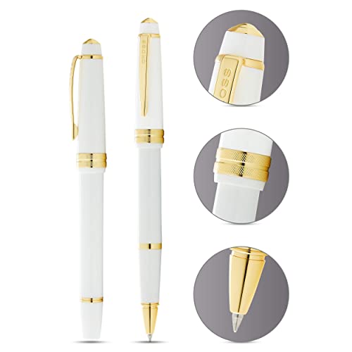 Cross Bailey Light Rollerball Pen, Polished White, Medium Point, Black Ink