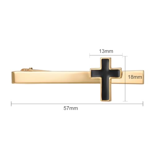 Silver Gold Cross Tie Clip for Men CZ Mother of Pearl Oil Drip Tie Bar Clip Personalized - color: gold