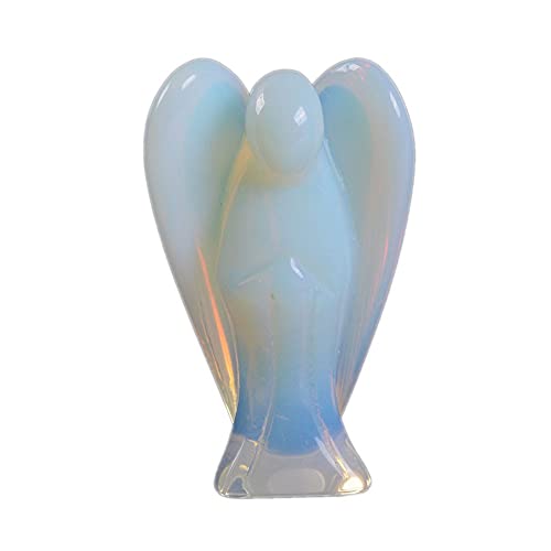 Justinstones Carved Moonstone Opalite Gemstone Peace Angel Pocket Guardian Angel Healing Statue 2 inch - color: Opalite