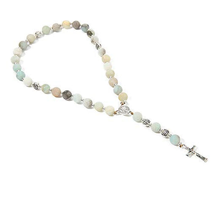 8mm Handmade Anglican Prayer Beads Rosary for Women - color: Silver(Amazonite)