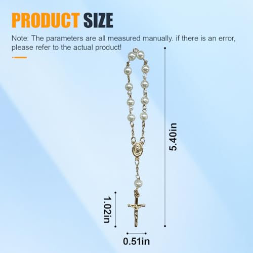 Cross Car Charm, Rosary Automotive Hanging Pendant, Blessing Vehicle Hanging Ornament, Personality Car Interior Decoration Accessories for Women, Men(Gold)