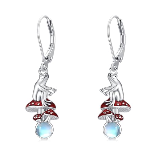 925 Sterling Silver Sunflower/Rose/Plumeria/Hibiscus/Mushroom Cross Earrings for Women Hawaiian Flower/Butterfly Cross Dangle Drop Earrings Jewelry Faith Christian Gift for Her Daughter Wife Girlfriend - style: Mushroom Frog