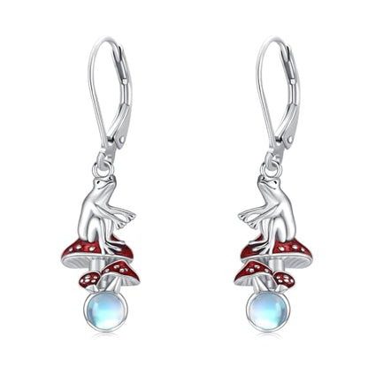 925 Sterling Silver Sunflower/Rose/Plumeria/Hibiscus/Mushroom Cross Earrings for Women Hawaiian Flower/Butterfly Cross Dangle Drop Earrings Jewelry Faith Christian Gift for Her Daughter Wife Girlfriend - style: Mushroom Frog