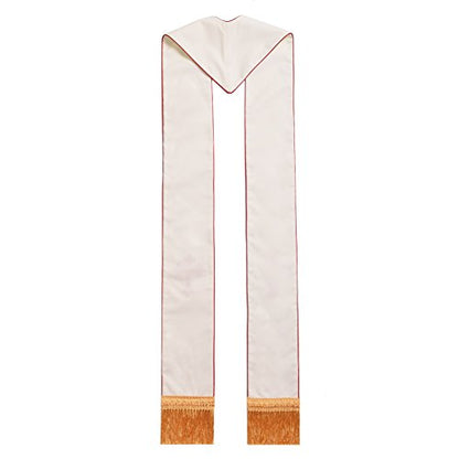 BLESSUME 1PC Clergy Mass Stole Cross Embroidered Wedding Stole - color: White/Red