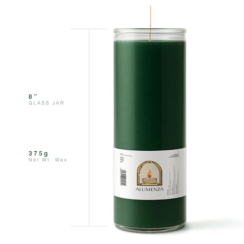 6pk Green Verde 90hr | 7-Day Prayer Candles - Glass Jar Veladoras, Unscented Paraffin Wax | Money, Prosperity & Luck Novena, Catholic Hispanic Church Altar, Memorial Vigil, Business Abundance - color: Green